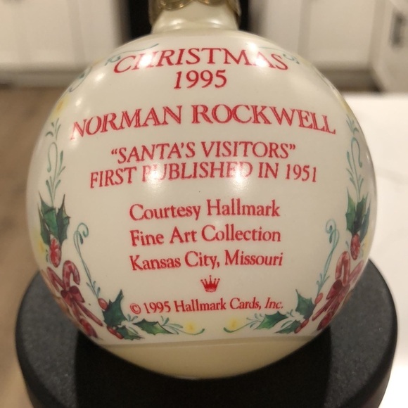 Hallmark Christmas 1995 tree ornament Norman Rockwell Santa’s Visitors EUC boxed - Picture 8 of 9